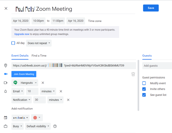 Zoom Web meeting invitation
